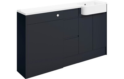 Sienna 1542mm Basin WC & 3 Drawer Unit Pack (Right Handed Basin) - Matt Indigo Blue Sienna 1542mm Basin WC & 3 Drawer Unit Pack (Right Handed Basin) - Matt Indigo Blue