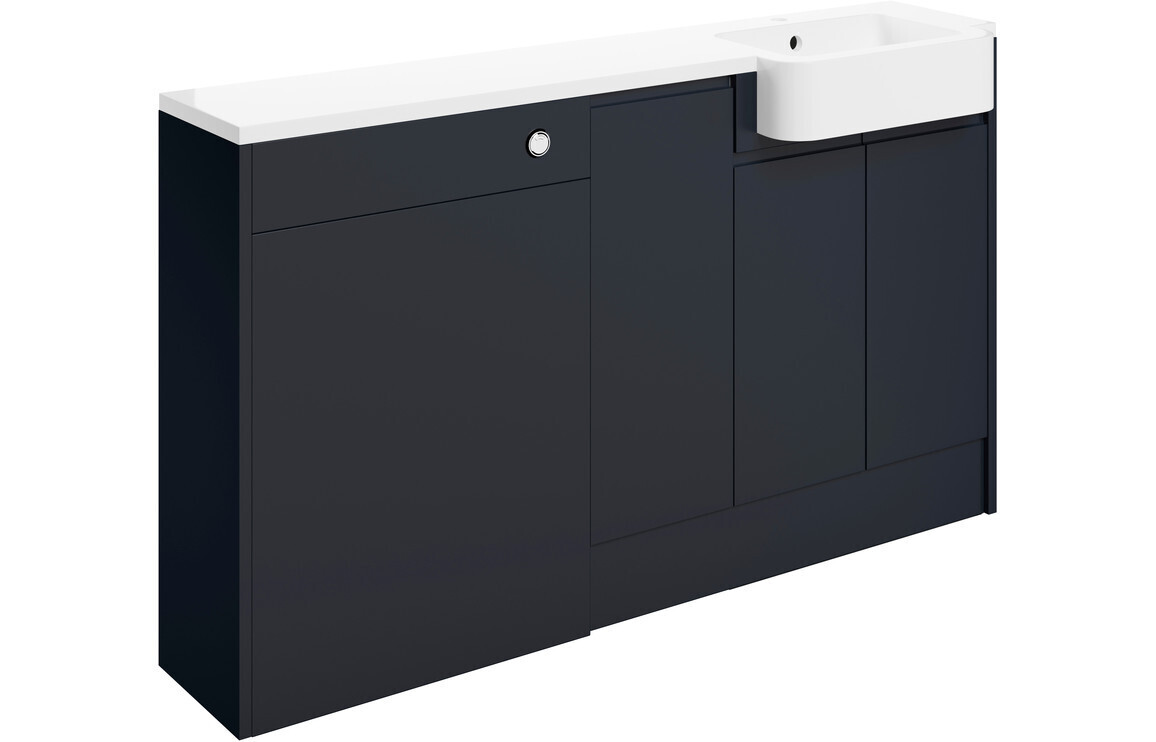 Sienna 1542mm Basin  WC & 1 Door Unit Pack (Right Handed Basin) - Matt Indigo Blue