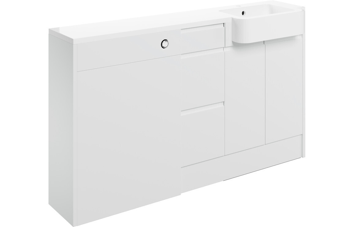 Sienna 1542mm Basin  WC & 3 Drawer Unit Pack (Right Handed Basin) - White Gloss