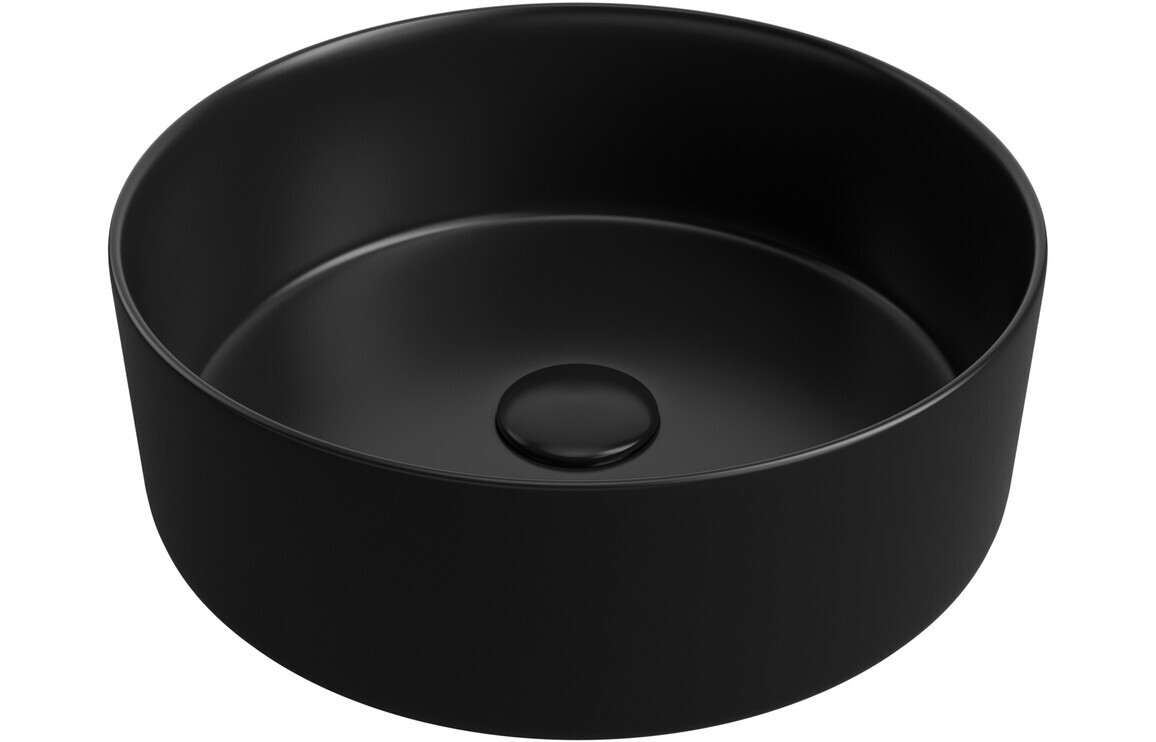 Lexy 355mm Ceramic Round Washbowl & Waste - Matt Black