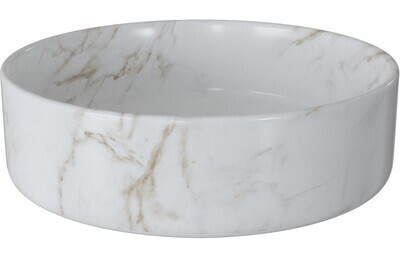 Lexy 355mm Ceramic Round Washbowl & Waste - Marble Effect