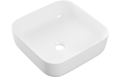 Lexy 400mm Ceramic Square Washbowl & Waste - Matt White Lexy 400mm Ceramic Square Washbowl & Waste - Matt White