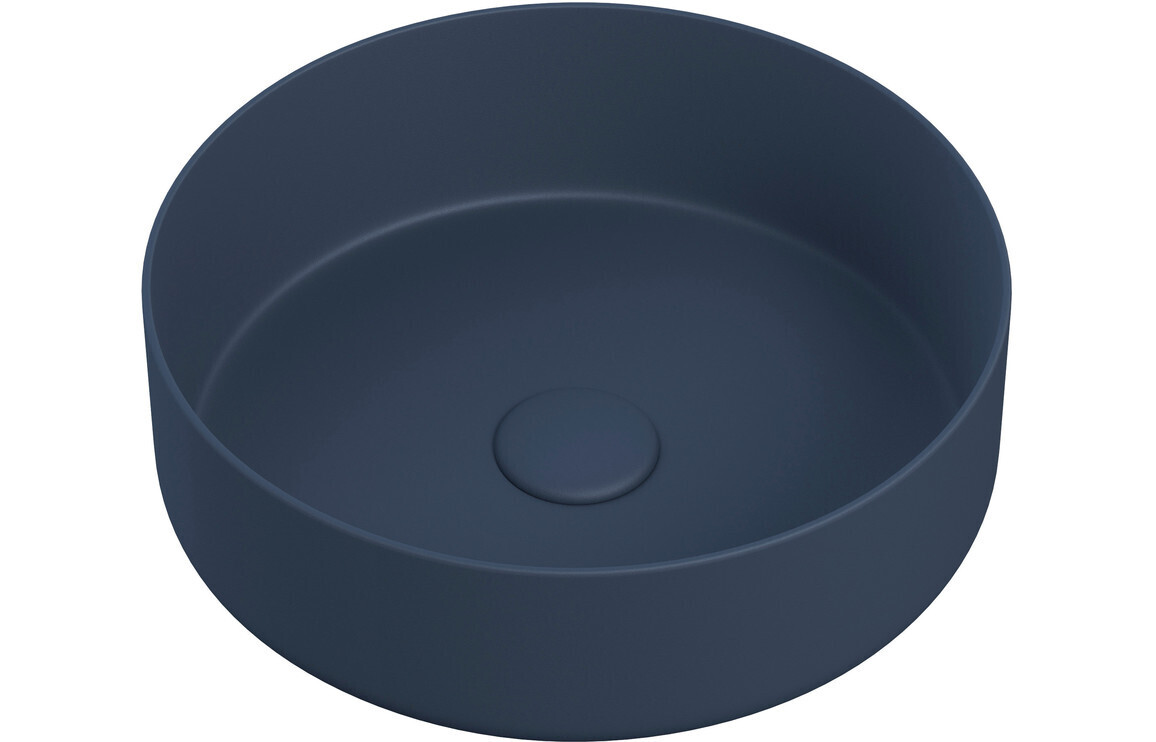 Lexy 355mm Ceramic Round Washbowl & Waste - Matt Deep Blue