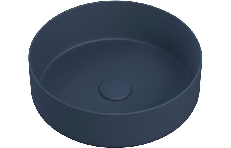 Lexy 355mm Ceramic Round Washbowl & Waste - Matt Deep Blue