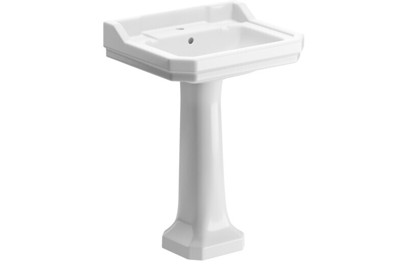 Shelly 600x500mm 2TH Basin & Full Pedestal