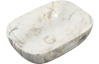 Otis 460x330mm Ceramic Washbowl - White Marble Effect
