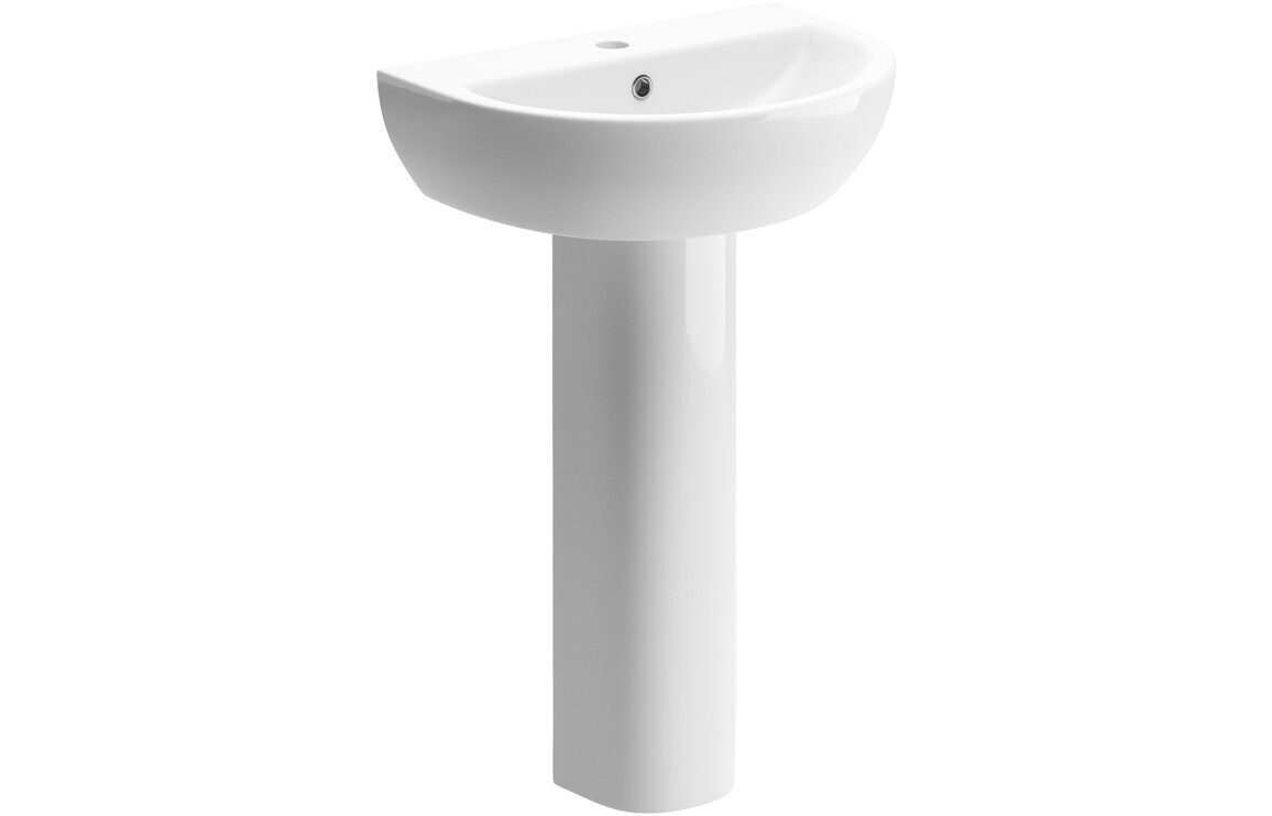 Taylor 550x400mm 1TH Basin & Full Pedestal