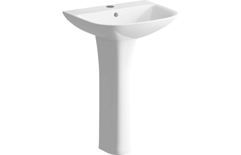 Chloe 560x450mm 1TH Basin & Full Pedestal (Boxed)
