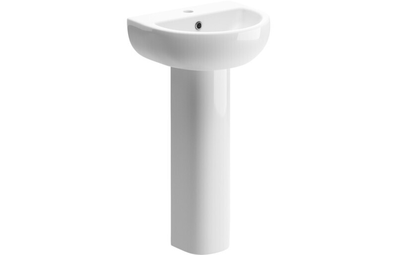 Taylor 450x400mm 1TH Basin & Full Pedestal
