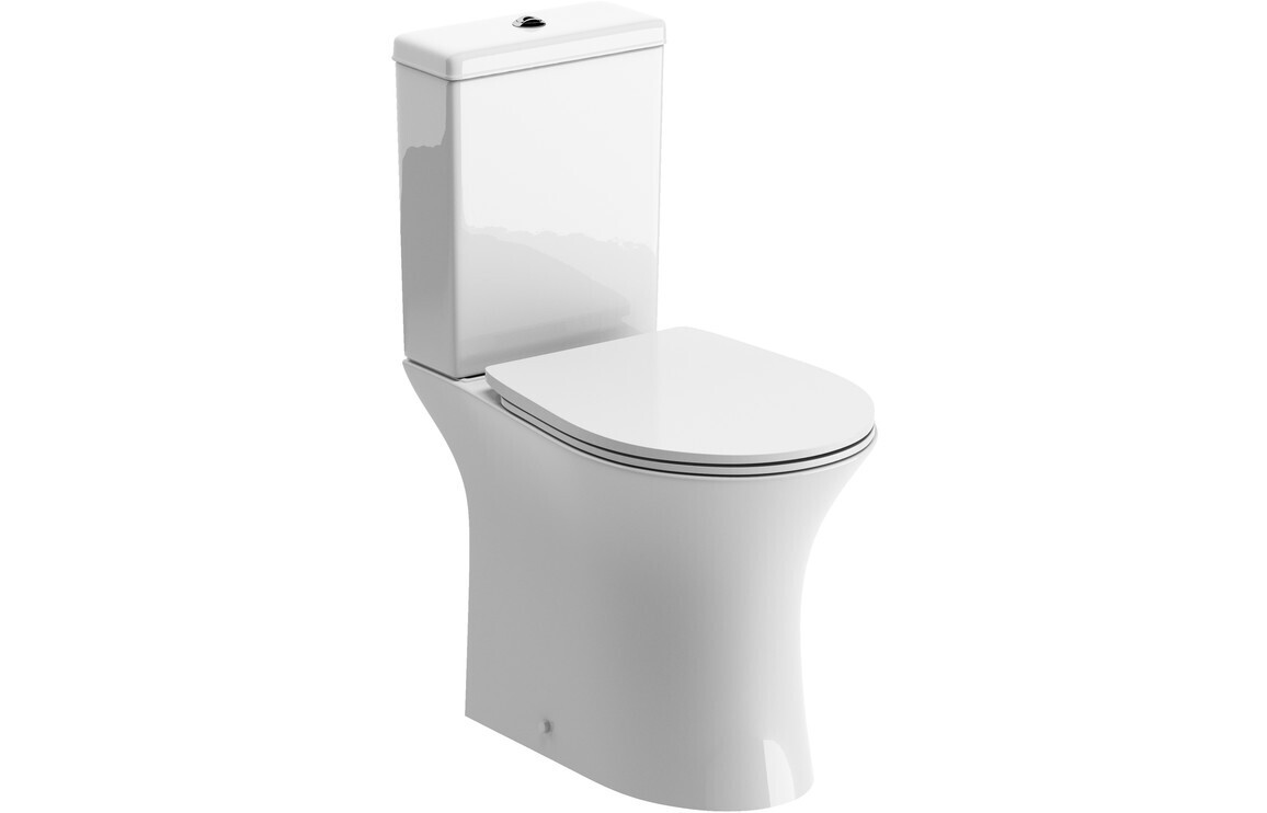 Sally Rimless Close Coupled Open Back WC & Soft Close Seat