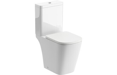 Tara Rimless Close Coupled Open Back Comfort Height WC & Soft Close Seat