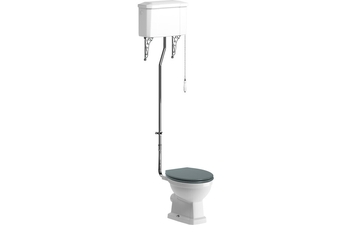 Shelly High Level WC & Sea Green Wood Effect Seat