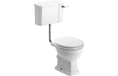 Shelly Low Level WC & Satin White Wood Effect Seat