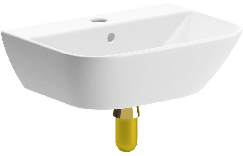 Chloe 450x320mm 1TH Cloakroom Basin & Brushed Brass Bottle Trap