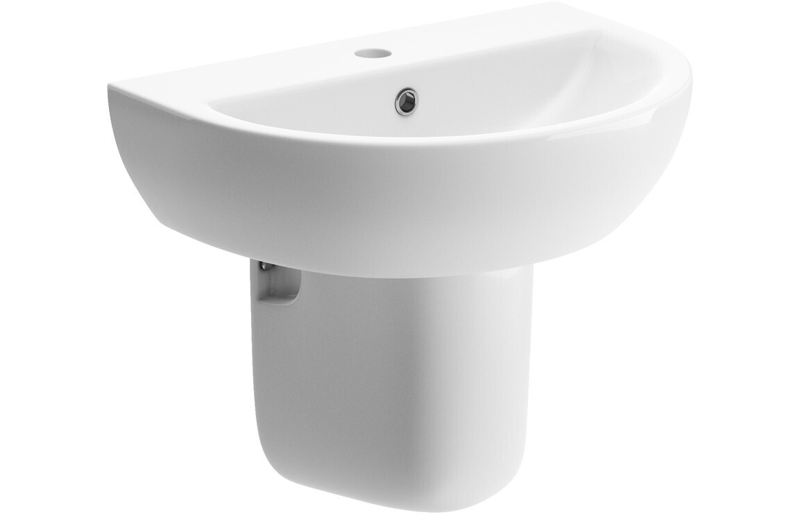 Taylor 550x400mm 1TH Basin & Semi Pedestal