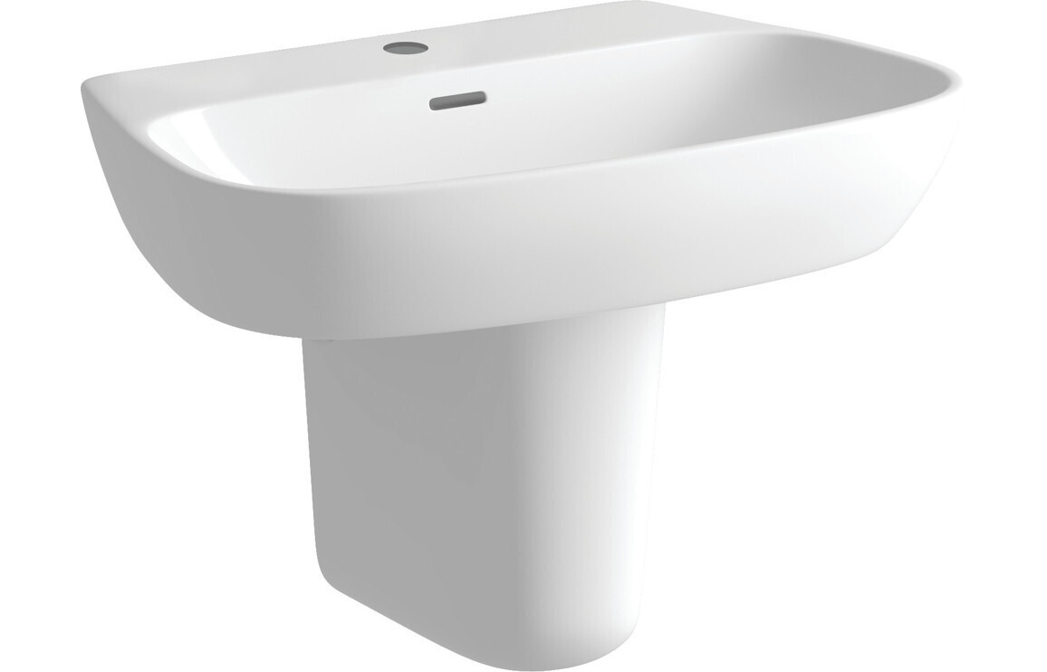 Tara 600x400mm 1TH Basin & Semi Pedestal