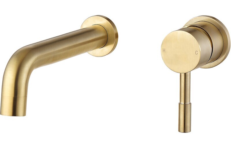 Polly Wall Mounted Basin Mixer - Brushed Brass