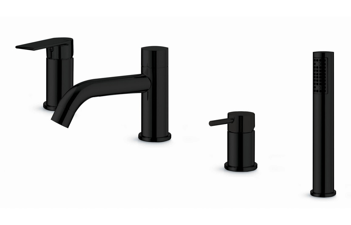 DISCONTUNUED Vema Timea 4-Hole Deck Mounted Bath/Shower Mixer - Matt Black