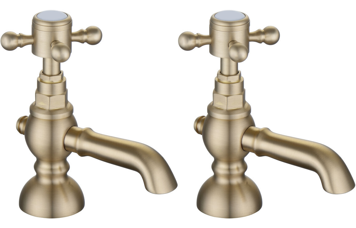 Graham Basin Pillar Taps - Brushed Brass