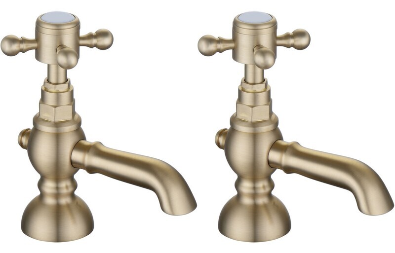 Graham Basin Pillar Taps - Brushed Brass