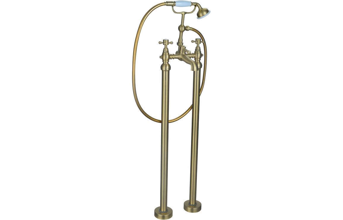 Graham Floor Standing Bath/Shower Mixer & Shower Kit - Brushed Brass