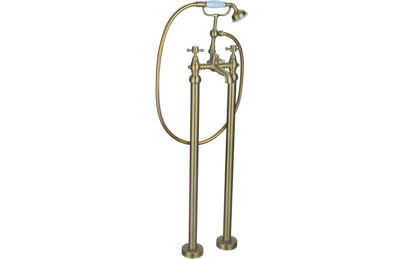 Graham Floor Standing Bath/Shower Mixer & Shower Kit - Brushed Brass