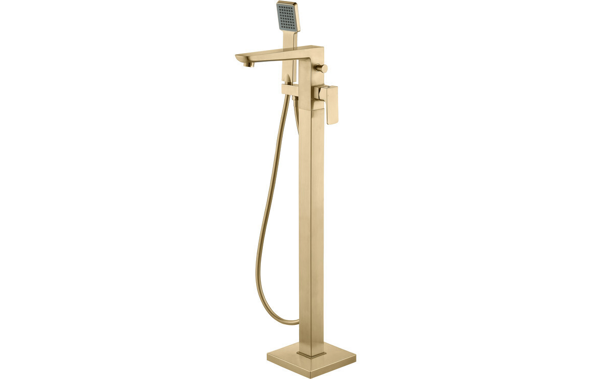 Berta Floor Standing Bath/Shower Mixer - Brushed Brass
