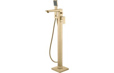 Berta Floor Standing Bath/Shower Mixer - Brushed Brass