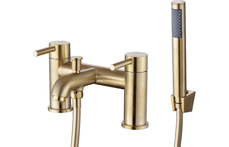 Polly Bath/Shower Mixer & Bracket - Brushed Brass