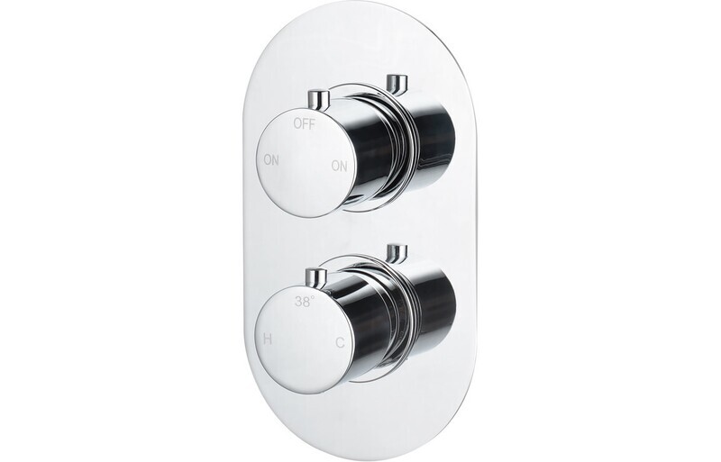 Aurora Thermostatic Two Outlet Twin Shower Valve - Chrome
