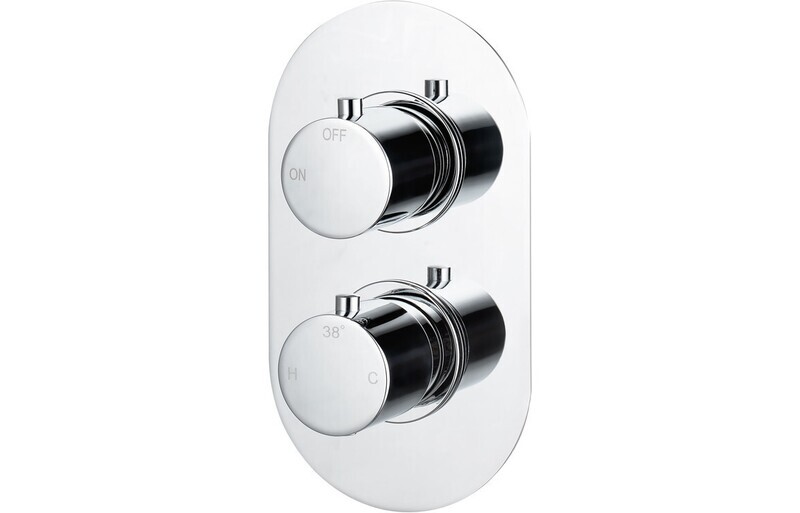 Aurora Thermostatic Single Outlet Twin Shower Valve - Chrome
