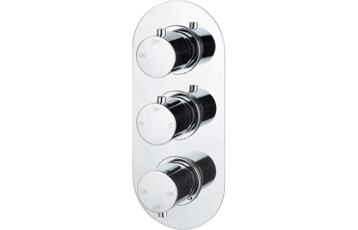 Aurora Thermostatic Three Outlet Triple Shower Valve - Chrome