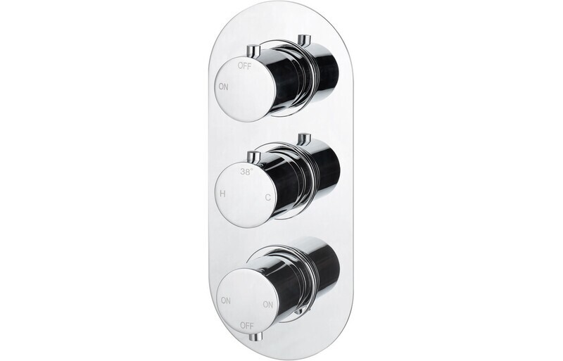 Aurora Thermostatic Three Outlet Triple Shower Valve - Chrome