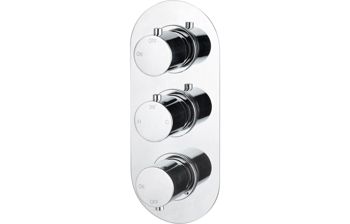 Aurora Thermostatic Two Outlet Triple Shower Valve - Chrome
