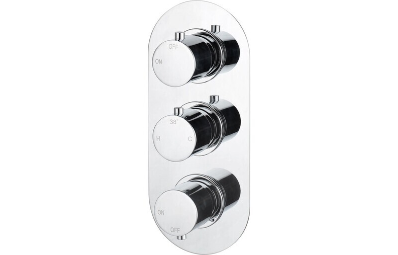 Aurora Thermostatic Two Outlet Triple Shower Valve - Chrome