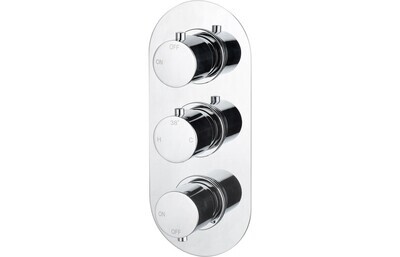 Aurora Thermostatic Two Outlet Triple Shower Valve - Chrome