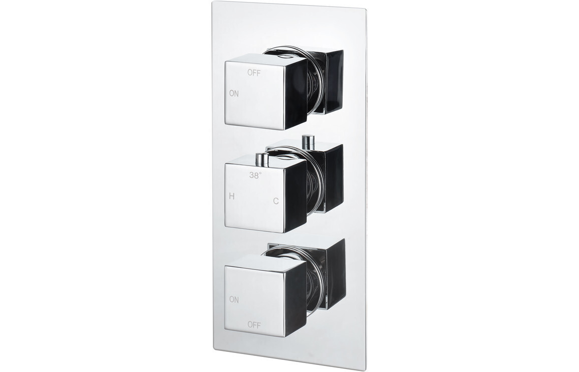 Cosmic Thermostatic Two Outlet Triple Shower Valve - Chrome