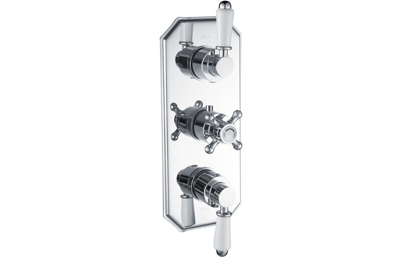 Basil Traditional Lever Thermostatic Two Outlet Shower Valve - Chrome