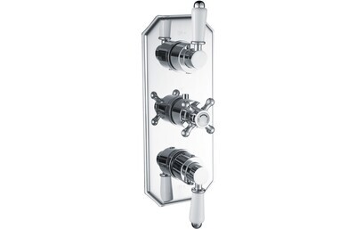 Basil Traditional Lever Thermostatic Two Outlet Shower Valve - Chrome