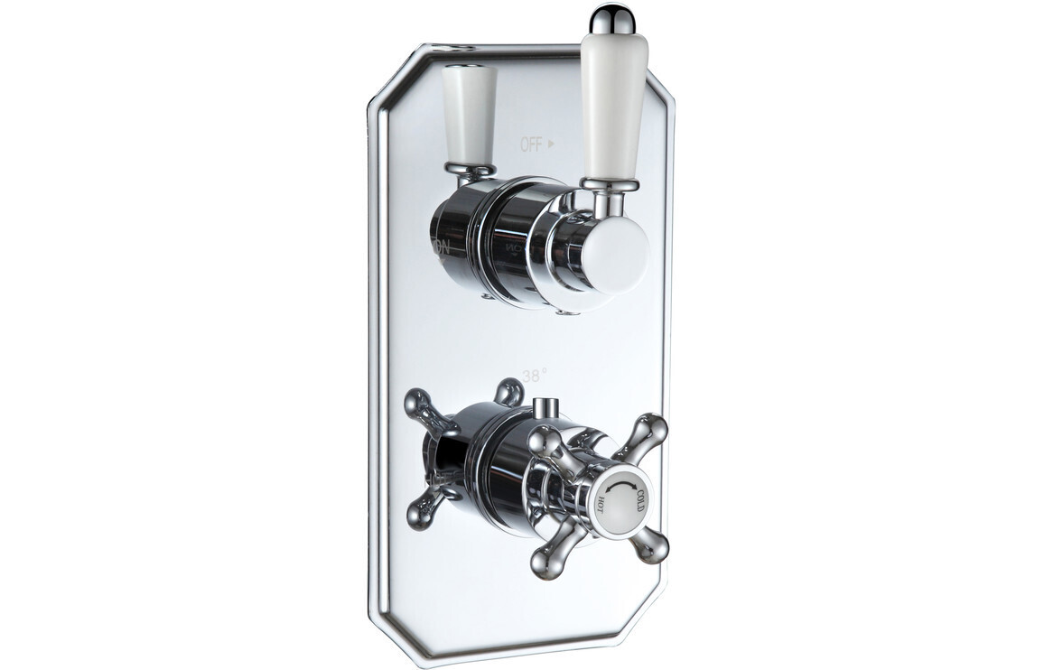 Basil Traditional Lever Thermostatic Single Outlet Shower Valve - Chrome