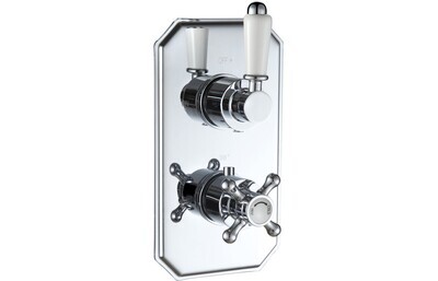 Basil Traditional Lever Thermostatic Single Outlet Shower Valve - Chrome