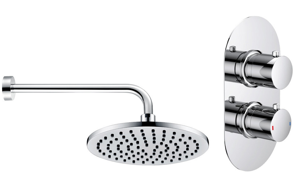 DISCONTINUED Astrid Shower Pack Three - Single Outlet Twin Shower Valve w/Overhead - Chrome
