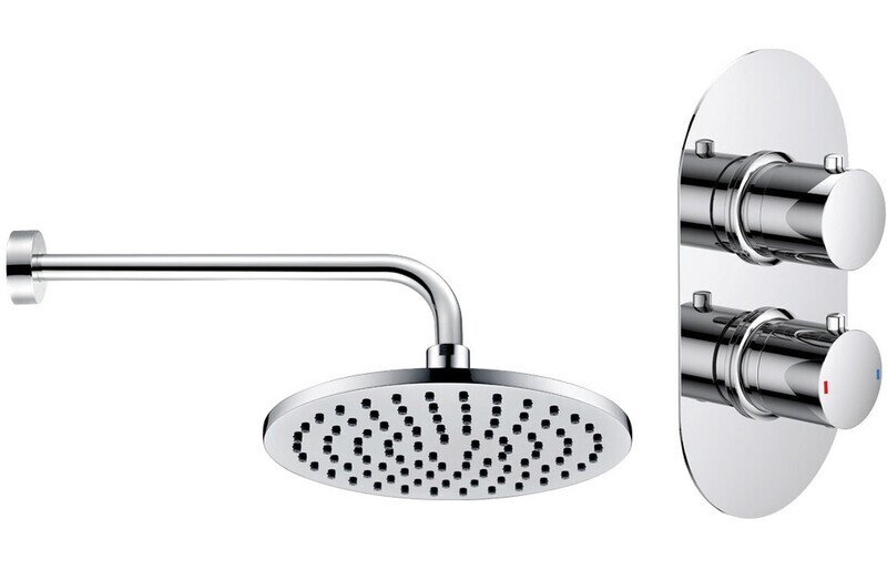 DISCONTINUED Astrid Shower Pack Three - Single Outlet Twin Shower Valve w/Overhead - Chrome