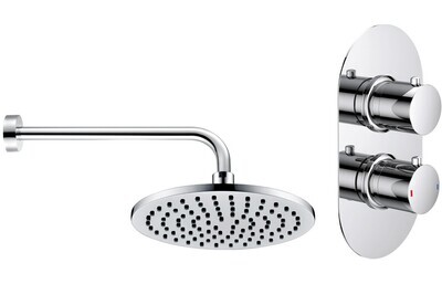 DISCONTINUED Astrid Shower Pack Three - Single Outlet Twin Shower Valve w/Overhead - Chrome