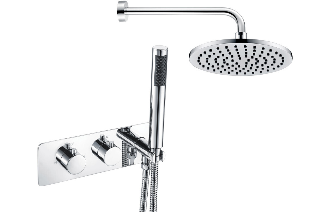 Lacy Shower Pack One - Two Outlet Twin Shower Valve w/Handset & ABS Overhead - Chrome