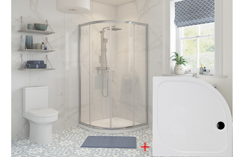 Cleopatra 900mm 2 Door Easy-Fit Quadrant & Tray Pack - Chrome