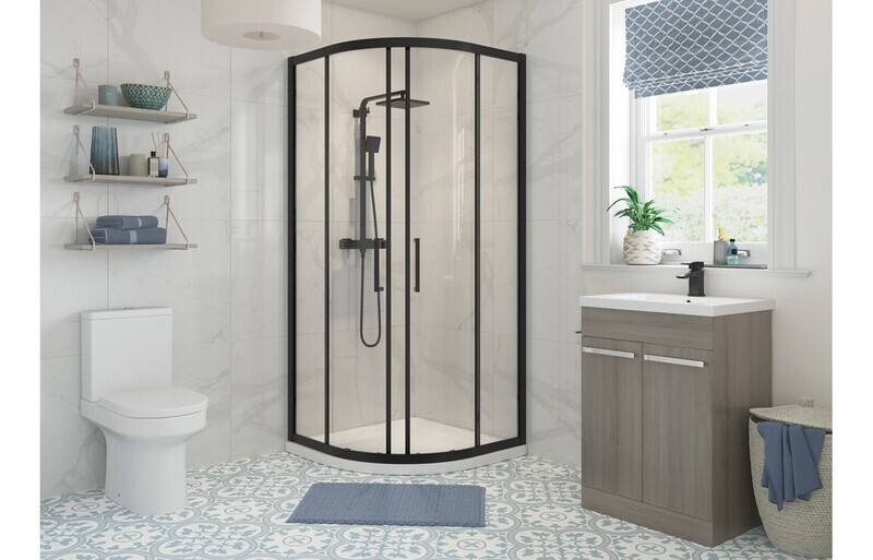 Cleopatra 800mm 2 Door Quadrant - Black
