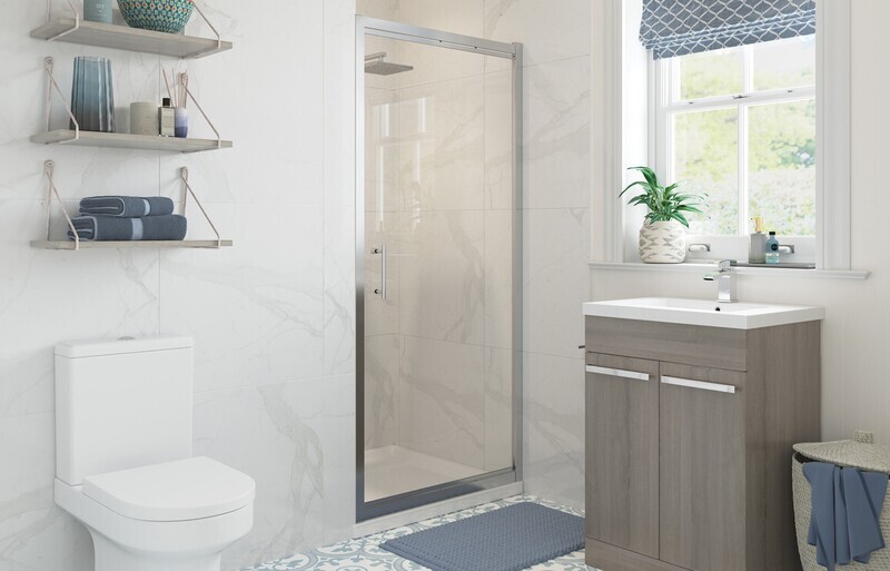 Cleopatra 900mm Pivot Door - Chrome