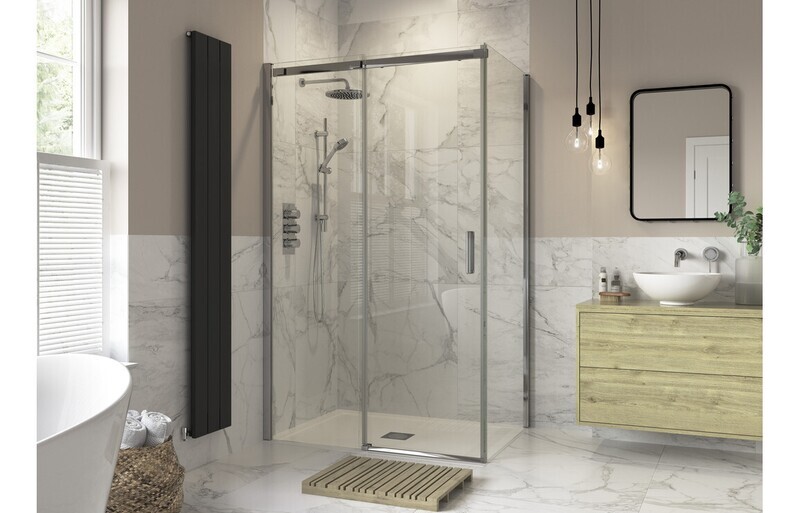 Athen 900mm Sliding Door Side Panel - Chrome