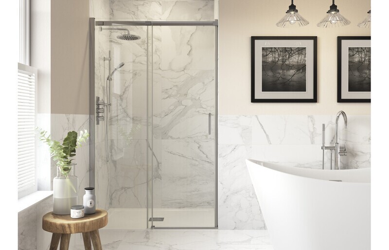 Athen 1500mm Semi-Framed Sliding Door - Chrome